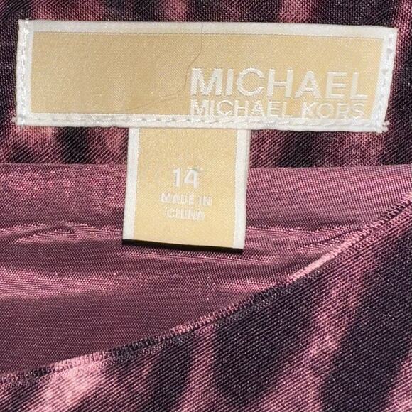 MICHAEL Michael Kors Purple Animal Print Belted Sheath Dress Size 14 - Picture 3 of 15